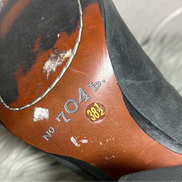 Anthropologie No. 704 B Dark Green Leather Block Heeled Pointed ToeHolt Booties - Picture 7 of 8